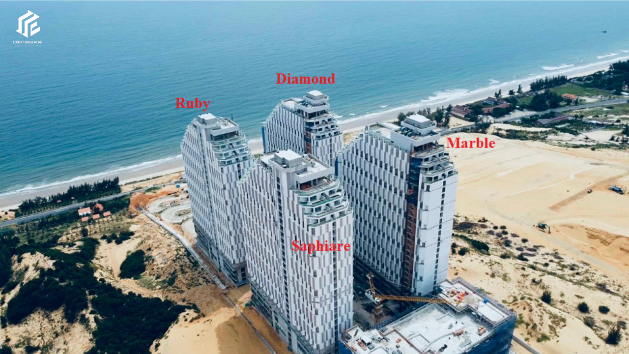 Dự án Apec Mandala Wyndham Mũi Né gồm 4 tòa căn hộ_ Ruby, Sapphire, Diamond và Marble